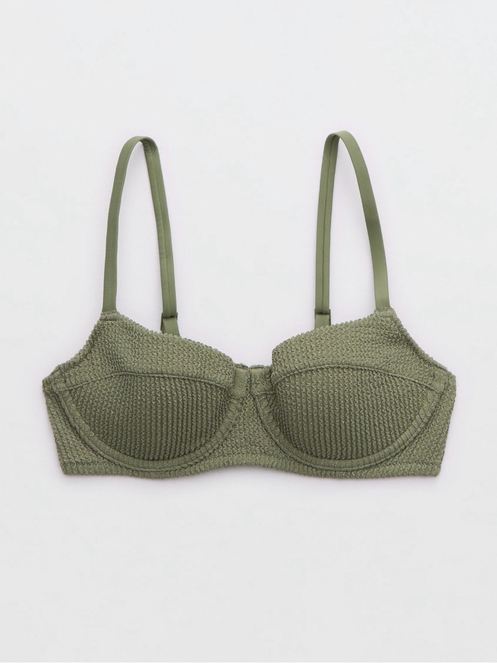 NEW w/tag Aerie Olive Crinkle Lightly Lined Underwire Bikini Top Size 38DD